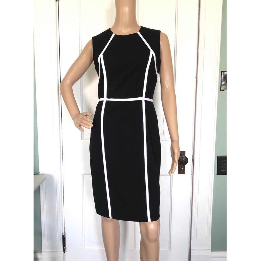 Calvin Klein Black Sleeveless Fitted Midi Dress
